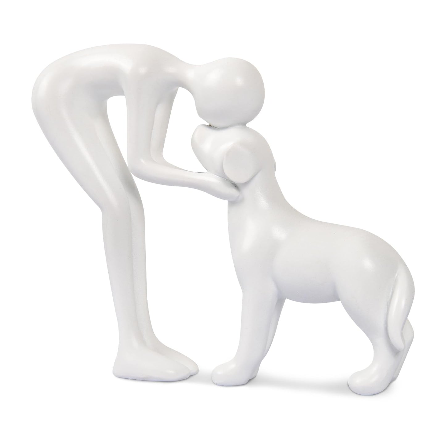 Dog Sculpture Home Decor Cute Man and Dog Statue Decoration for Office、Living Room、Bedroom、Home, Memory Gifts for Pet Lovers (Sandstone)