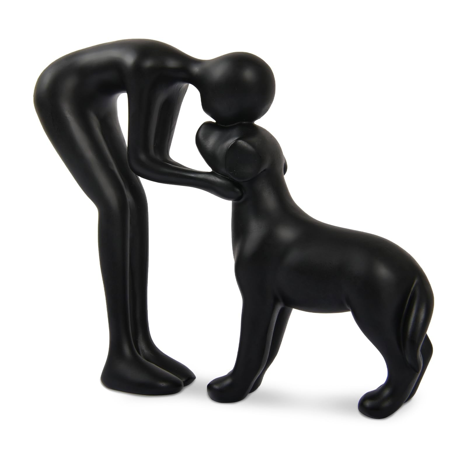 Dog Sculpture Home Decor Cute Man and Dog Statue Decoration for Office、Living Room、Bedroom、Home, Memory Gifts for Pet Lovers (Sandstone)