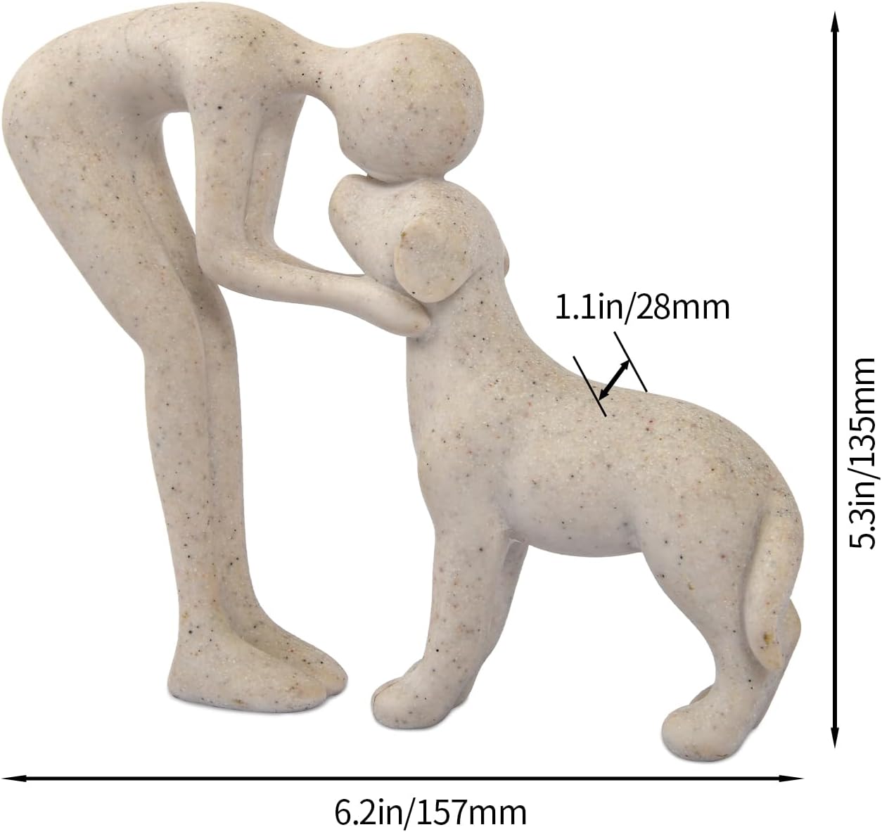 Dog Sculpture Home Decor Cute Man and Dog Statue Decoration for Office、Living Room、Bedroom、Home, Memory Gifts for Pet Lovers (Sandstone)